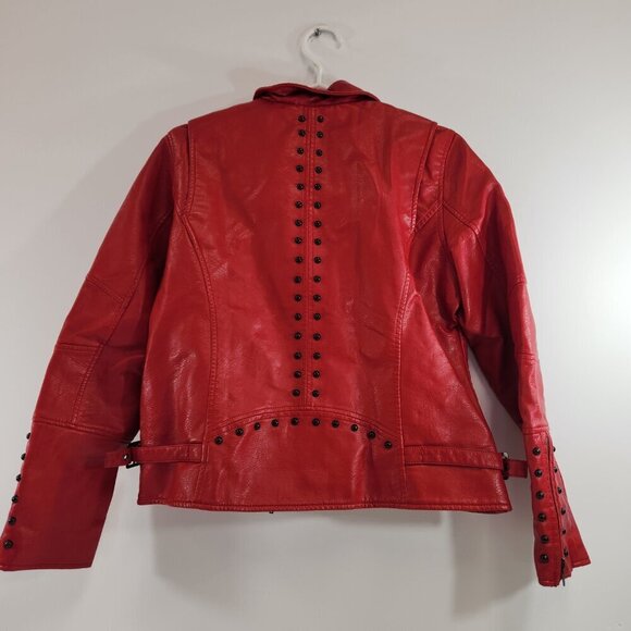 SPYM Faux Leather Moto Jacket Red Size Medium NWT - Picture 8 of 12